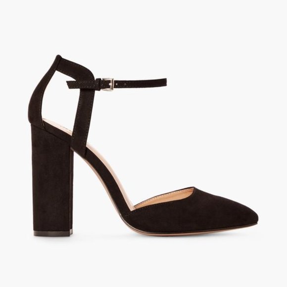 JustFab Shoes - JustFab Larisa Black Faux Suede Block Heel Pump
